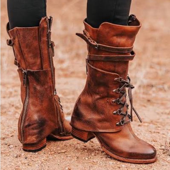 New Freebird Caboose Brown Leather Boots Lace-Up Zip 6 - Picture 1 of 10